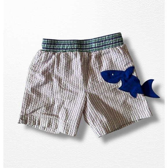 Florence Eiseman Seersucker Trunks With Shark Appliqué, Size 2T - Picture 3 of 7